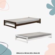 SHIRO Furniture Stackable Single Bed Frame Airbnb Katil Bujang Single Bedframe Portable Bed frame Brown White Color 床架