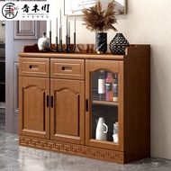 HY/🎯Aokukawa Solid Wood Sideboard Integrated Wall Living Room Restaurant Home Liquor Cabinet Tea Cabinet80cmKitchen Offi