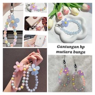 HP GANTUNGAN JG HANGER PEARL FLOWERhp KEYCHAIN WRIST STRAP LANYARDhp