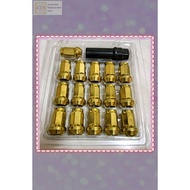 Wheel Nut Sport Rim Set With Spanar (gold colour)(trek 1.5mm)(16pc)