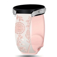 สายนาฬิกาซิลิโคนลายดอกไม้แกะด้วยเลเซอร์ ดีไซน์ดอกไม้น่ารัก ซิลิโคนนุ่ม เหมาะสำหรับผู้หญิง ใช้ได้กับ