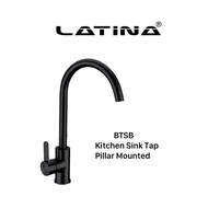 LATINA BTSB Kitchen Sink Tap Pillar Mounted Black Brass Body