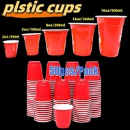 50Pcs Plastic Cup Red Cups Shot Glass Party Festival Disposable Partyneeds Supplies