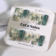 Semi-Handmade Kitten Summer Cat Flower Frosted Shiny Wearing Nails Exquisite Printing High-End Short