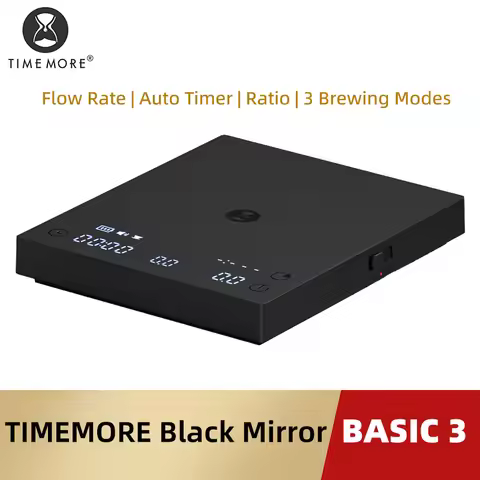 TIMEMORE Basic 3 Black Mirror Pour Over Coffee Scale Espresso Scale,Flow Rate, Auto Timer,Ratio, 3 B