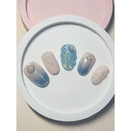 Blue Seashells glitter Fake Nails 10 fingers