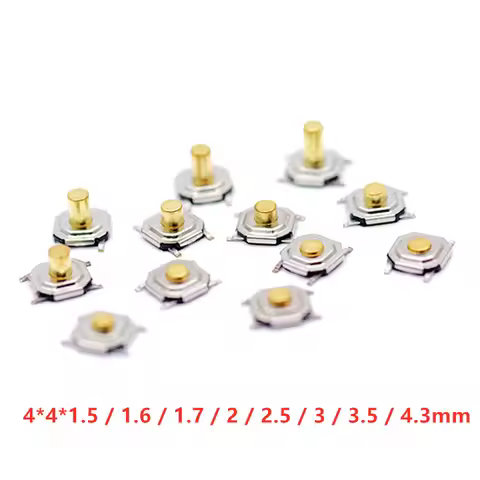 50PCS 4x4MM Push Botton Switch 4x4x1.5 /1.6/1.7/2/2.3/2.5/3/3.5/4.3mm Copper Head SMD PCB Tactile Pu