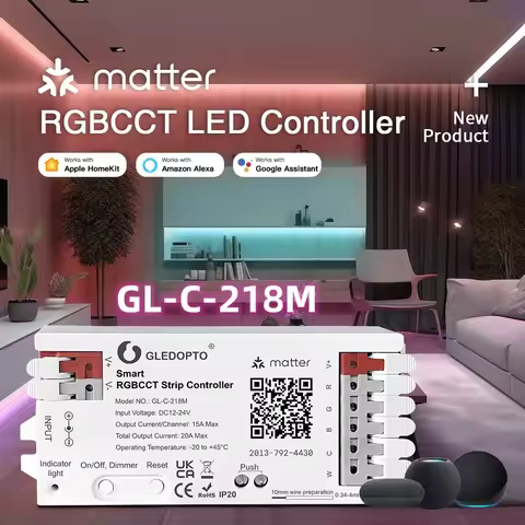 GL-C-218M GLEDOPTO LED Controller Intelligent RGBCT Strip Controller PWM Dimming APP Voice Control U