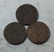 香港1933年1仙硬幣共3枚（品相實物如圖）