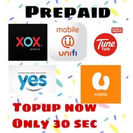 RM20 TUNETALK/XOX/UMOBILE/UNIFI/YES PREPAID INSTANT DIRECT TOPUP MURAH MURAH