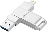 iDiskk 128GB USB Flash Drive Photo Stick for iPhone 12 11 Pro XR X XS MAX iPhone 6/7/8 Plus and ipad Air/Mini,New ipad pro,External Storage for iOS System,Touch ID Encryption and MFI Certified