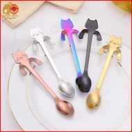 [RG1] 1pc Stainless Steel Coffee Spoon Lovely Cute Cat Shape Teaspoon Dessert Sna Scoop Ice Cream Mi