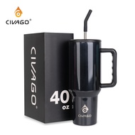 CIVAGO（40oz）แก้วสูญญากาศฉนวน ขวดน้ำสแตนเลสพร้อมหลอดและที่จับ แก้วน้ำ ฟลาสก์