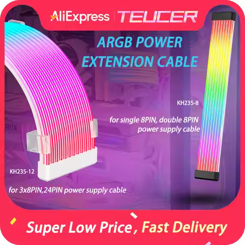 TEUCER ARGB Chassis Neon Strips 5V 3PIN X8P X12P ARGB Power Extension Cable Multi-interface Expansio