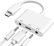 USB C to Dual Trrs 3.5mm Aux Headphone Jack Adapter with Charging, Type C Earphone Audio Splitter Co
