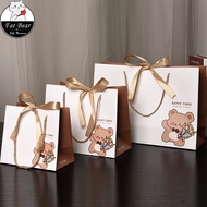 Cartoon Bear Gift Bag with Ribbon Goodie Bag Paper Bag Gift Packaging Bag Children's Day Handbag
