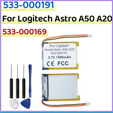 1500mAh 533-000191 533-000169 Battery For Logitech Astro A50 A20 Headset Batterie + Free Tools