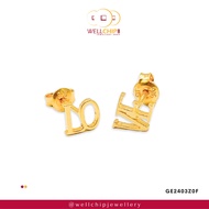 WELL CHIP Love Shaped Gold Drop Earring- 916 Gold/Anting-anting Emas - 916 Emas