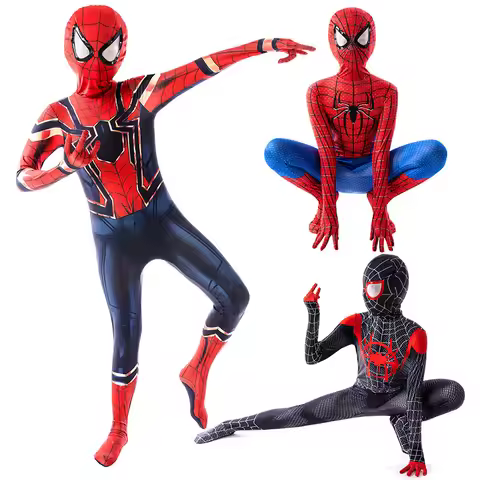 Anime Superhero Costume Miles Morales Cosplay Zentai Bodysuit Halloween Costumes Kids Superhero Cost