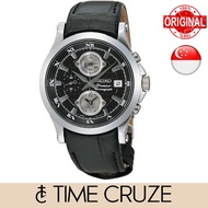 [Time Cruze] Seiko SNAD29 Premier Chronograph Alarm Quartz Black Leather Strap Black Dial Men Watch SNAD29P SNAD29P1