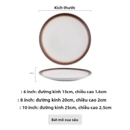 Đĩa Ăn Bằng Gốm Sứ Phong Cách Nhật Bản Đĩa Tròn Bít Tết Pasta Đĩa Phẳng Để Sử Dụng Tại Nhà Khóa Học