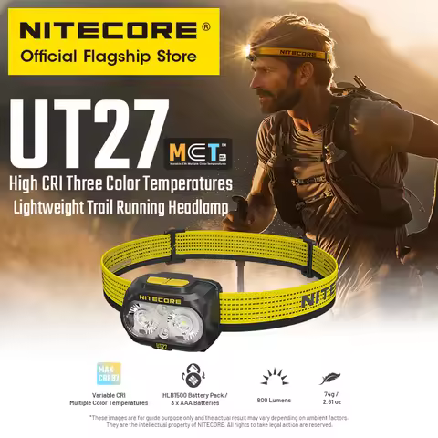 NITECORE UT27 2025 Trail Running Headlamp 800 Lumens 3 Temperotures Headlight Warm Neutral White Lig