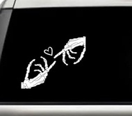 Skeleton Hands Bones Love Heart Relationship Car Window Laptop Vinyl Decal Decor Sticker Mirror Wall Bathroom Bumper 7 Inch