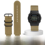 สายนาฬิกาไนลอน ชิ้นส่วนเสริม G-SHOCK Casio GW6900 DW5600 GW-B5600 GM-5600 สายนาฬิกาแบบหนีบ ปุ่ม กลาง