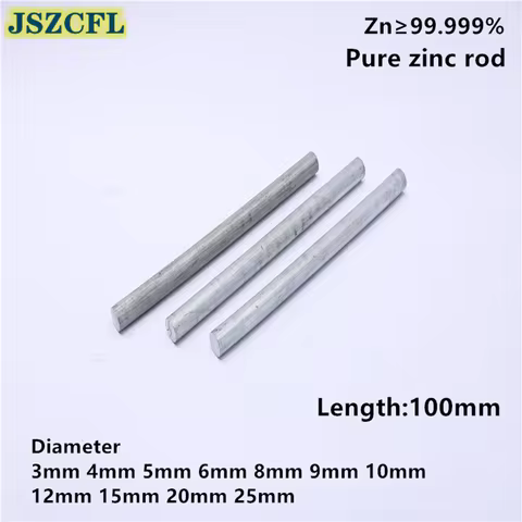 High purity Zn≥99.999% Zinc rod Diameter 3-25mm Anticorrosion Zinc rod Zn Ingot Round Bar Anode Elec