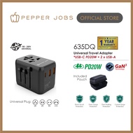 PEPPER JOBS 635DQ Universal Travel Adapter With USB-C PD20W & USB-A x 2