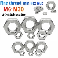 304 A2 Stainless Fine Thread Hex Thin Nuts Thin Hexagon Nut M6 M8 M10 M12 M14 M16 M18 M20 M22 M24 M2