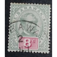 Malaya Sarawak 1888-1893 Sir Charles Johnson Brooke 8c - 1pc Used Stamp / Setem