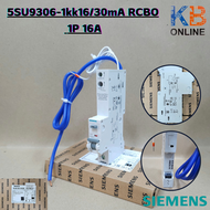 เบรกเกอร์ ประเภท กันดูด 5SU9306-1kk RCBO 1P (ขนาด 16A - 20A - 32A / 30mA ) SIEMENS