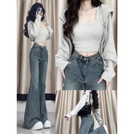 Flared Jeans for Spring/Autumn - Plus Size Women’s Fashionable Micro Flare Pants