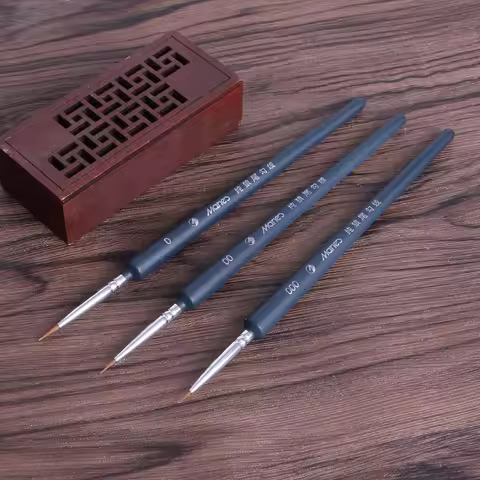 3Pcs Miniature Paint Detail Brush 0/ 00/ 000 Wolf Hair Professional Fine Detailing For Art Supplies