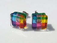 [Rainbow] Thank you glass(謝謝[Rainbow]) 鈦金耳針/耳夾[金屬配件可選擇] [Made-to-order]