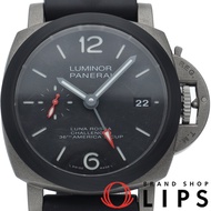 沛納海 Luminor Luna Rossa GMT 42毫米腕錶，全球限量250枚，型號PAM01096，附原廠錶盒、保固卡，鈦金屬/皮革錶帶，男士腕錶，黑色，成色極佳（二手）