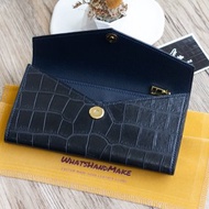 法國料鱷魚皮革信封款長銀包