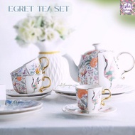 Violet Flamingo Bird Tea Set Egret Teapot Glass And Saucer With Gift Box Adult
