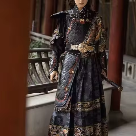 Real Armor Women Metal Slim Split Armor Soldier Medieval General Golden Flying Fish Hanfu Armor Part