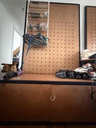 Pegboard with Storage Baskets and Shelves