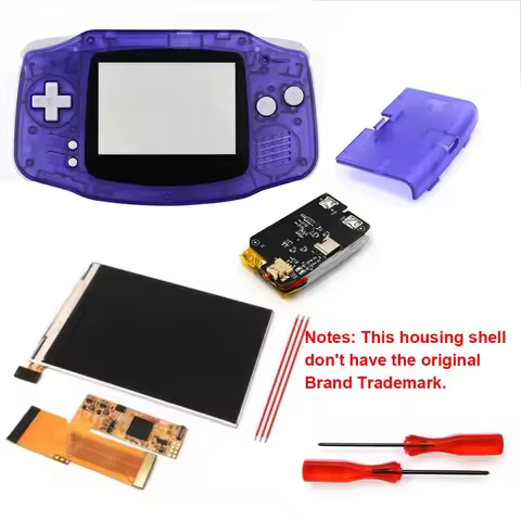HISPEEDIDO Rechargeable V2 IPS Screen For GBA LCD Display 10 Levels High Brightness Backlight LCD Fo