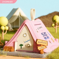 ZHOMKI89 Money Box, Plastic Portable Cash Box, High Quality Security Key Lock Tent Shaped Safe Savin