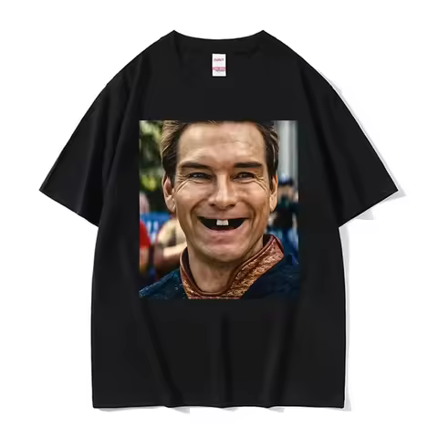 The Boyz Homelander Funny Teeth Picture T Shirt Men Women Fashion Classic Short Sleeve T-shirts Casu