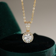 【 GRA Certificate Attachment 】 1CT moissanite necklace, fashionable full diamond round cut D-color S