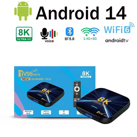 TV98 H618 Android 14 Smart TV Box Allwinner H618 Supports 4G 5G Dual Wifi6 HD 8K 4K 4G 64G Media Pla
