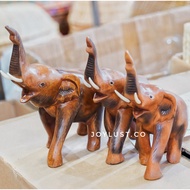Elephant statue teak wood patung gajah kayu