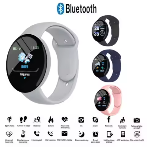 Round Digital Smart Sport Watch for Men and Women, LED, Electronic, Bluetooth, Wrist Watch for Kids,