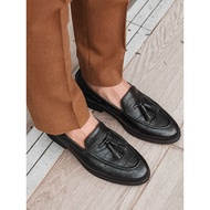 Zeve Men Shoes Tassel Loafer Kasut Raya Lelaki Black Croco Leather Crepe Sole