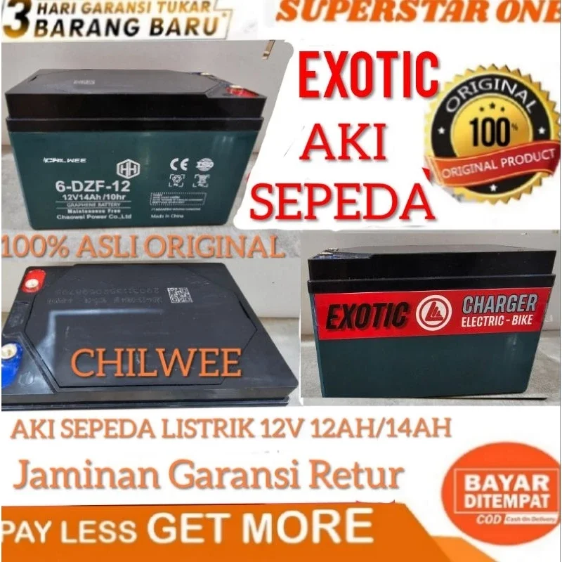 Aki EXOTIC 12V12AH/14AH/AKI SEPEDA LISTRIK ORIGINAL